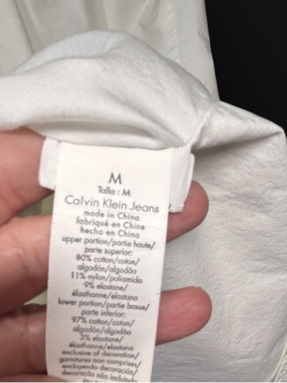 Calvin Klein White Cotton Smocked Sundress, empire waist, ribbon detailing, M - Picture 6 of 6